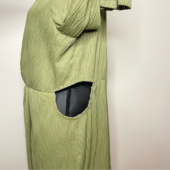 Shein Curve Mini Dress Side Cutout Long Sleeve V Neck Green Plus Size 3XL - Picture 5 of 10